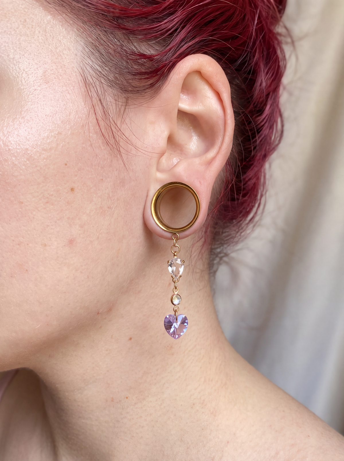 AMANDINE - écarteurs  coeur Swarovski® féminin violet 6mm à 38mm