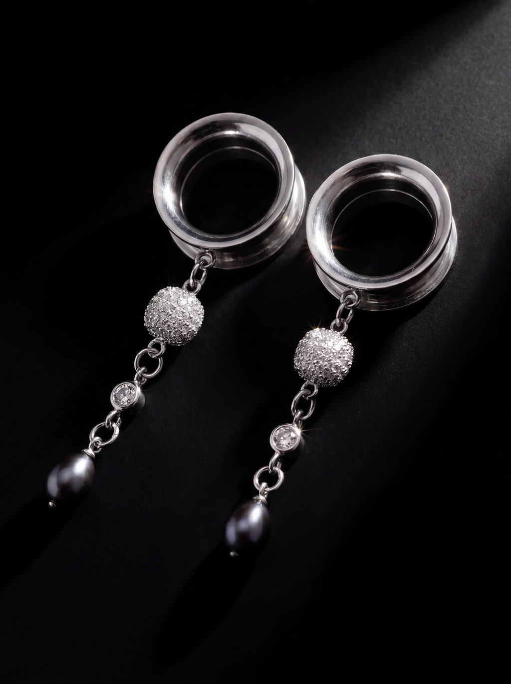 LOUISE - écarteurs argent massif 925, oxyde de zirconium et perle d'eau douce véritable