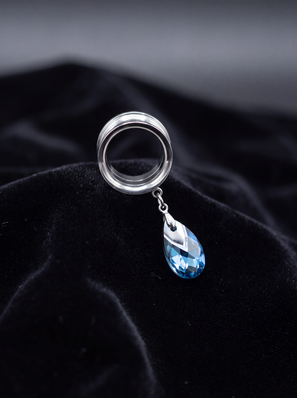 OLYMPIA - écarteurs argent goutte Swarovski Bleu