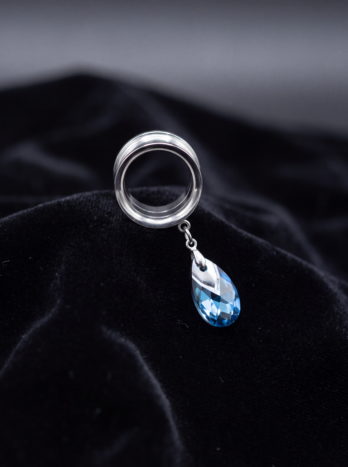 OLYMPIA - écarteurs argent goutte Swarovski Bleu