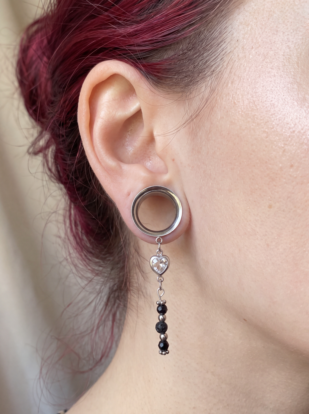 NAÏA - écarteurs argent nacre & pierres de lave du 6mm au 38mm