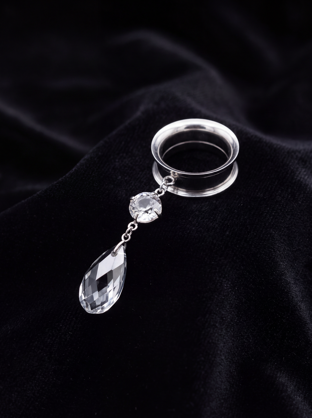 MIRA - écarteurs argent goutte Swarovski Argent
