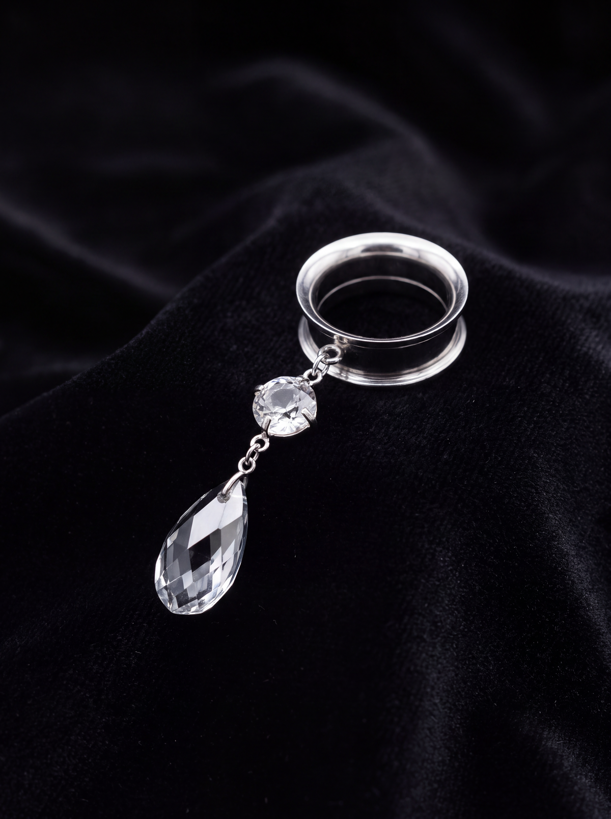 MIRA - écarteurs argent goutte Swarovski Argent