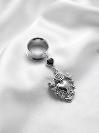 MATHILDE - écarteurs argent ex voto noir du 6mm au 38mm