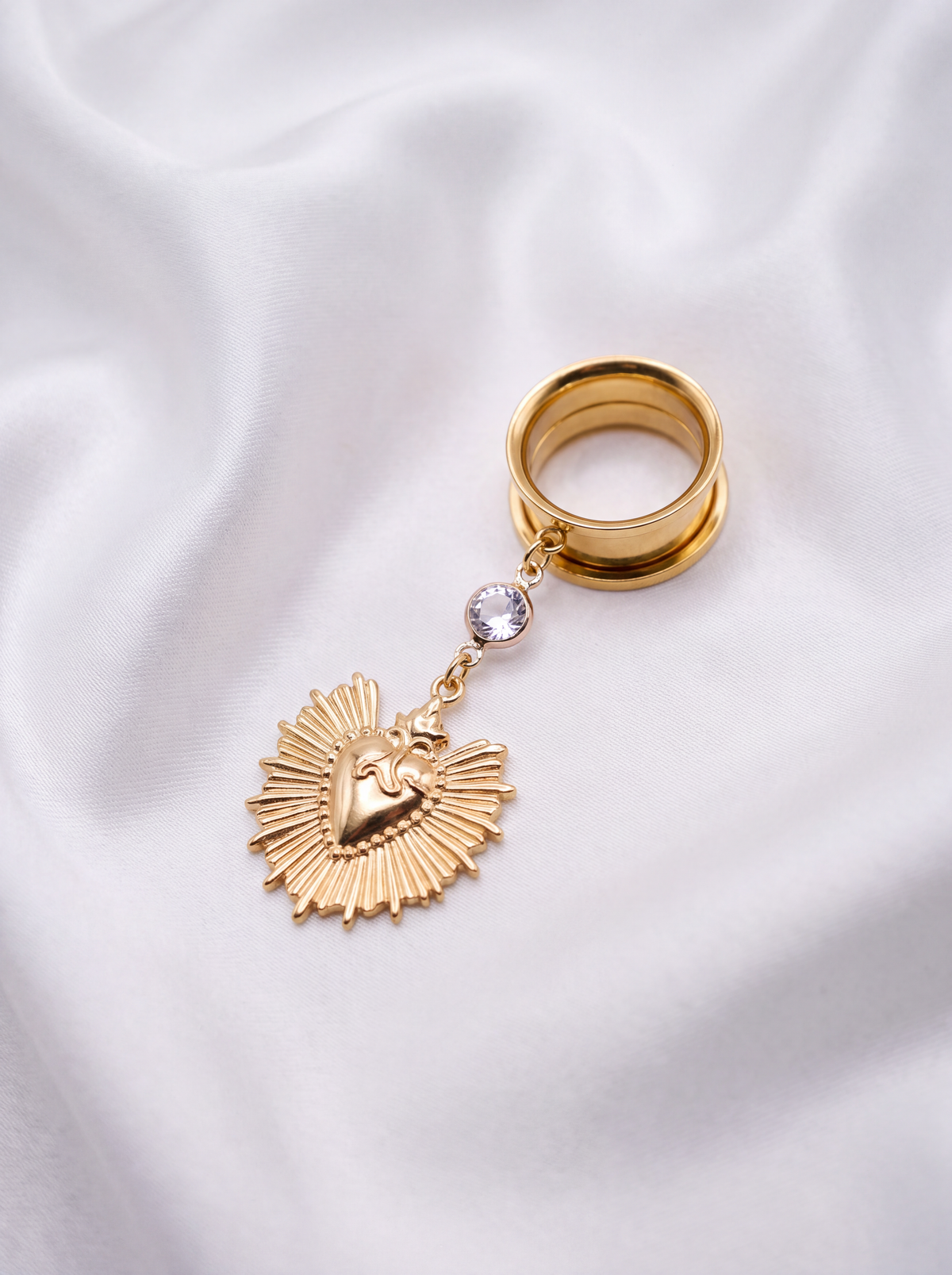 ADELAIDE - écarteurs dorés ex voto effet diamant 6mm à 38mm