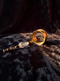 ISAURE - écarteurs dorés cristal de roche & nacre noire 6mm à 38mm
