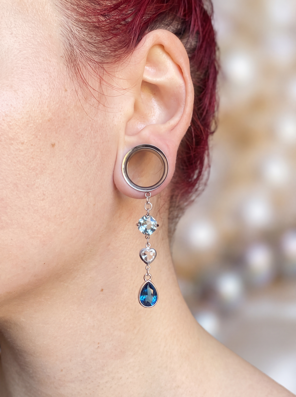 ELSA - écarteurs bleu glacial froid argent du 6mm au 38mm