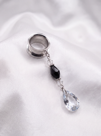 MELISSANDRE - écarteurs argent obsidienne & Swarovski du 6mm au 38mm