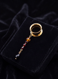 OMBELINE - écarteurs dorés ambre, grenats & obsidienne 6mm à 38mm