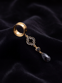 ISABEAU - écarteurs dorés baroque noir Swarovski 6mm à 38mm