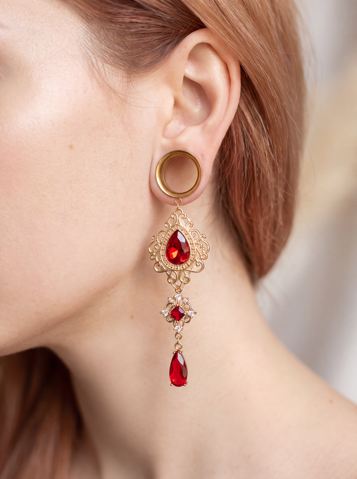 LULA- écarteurs rouge baroque effet rubis 6mm à 38mm