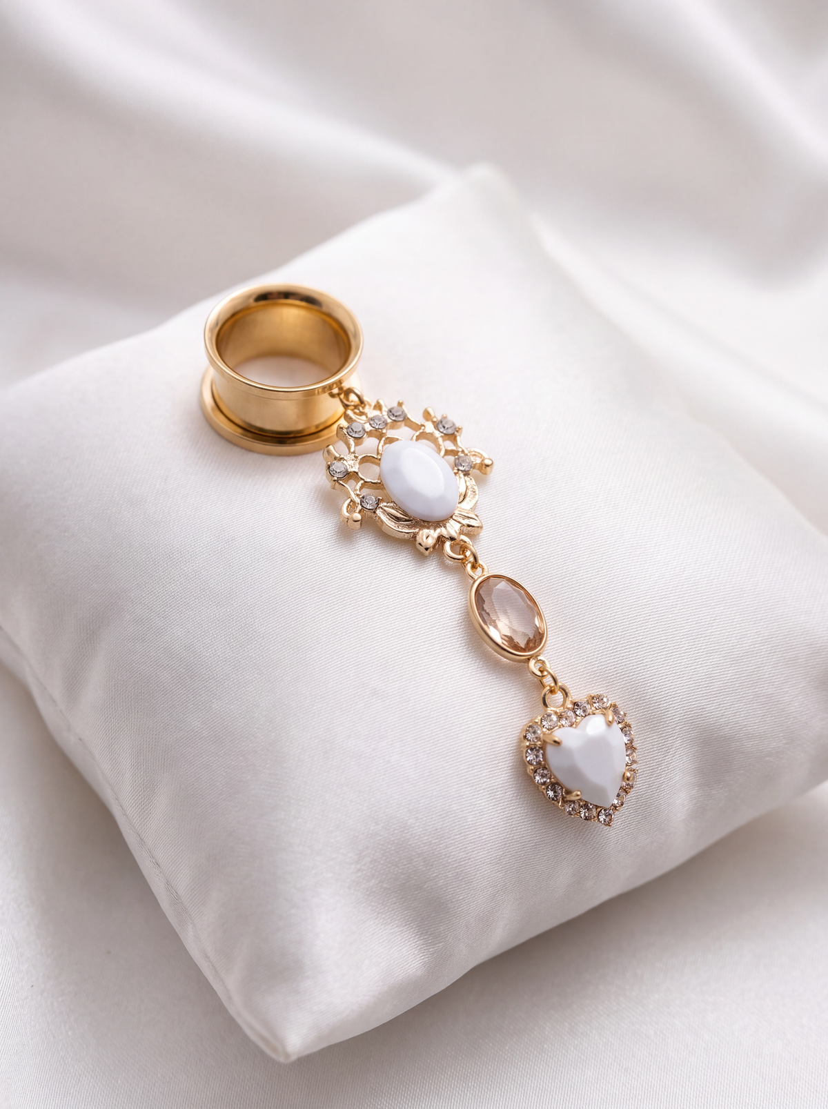 RACHEL - écarteurs dorés mariage blanc épuré 6mm à 38mm