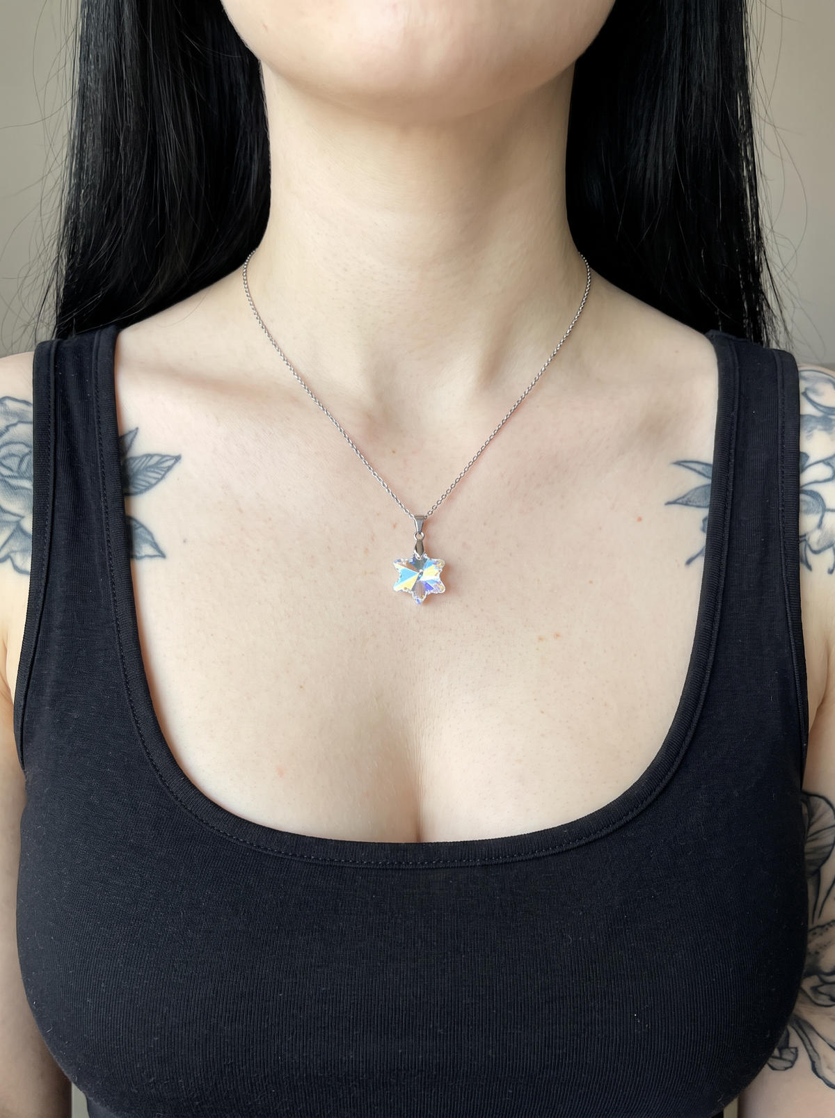 ANNAELLE Collier Noël 2026 - Flocon de Neige Swarovski 18mm
