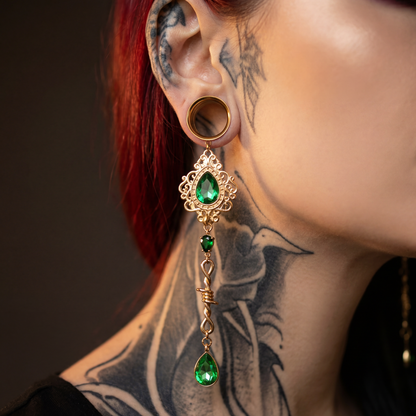 OLIVIA - écarteurs vert baroque barbelé poison 6mm à 38mm