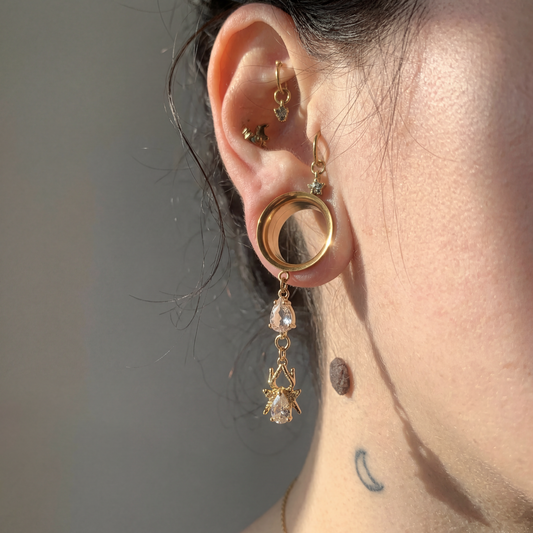 MARA - écarteurs dorés araignée diamant chic 6mm à 38mm