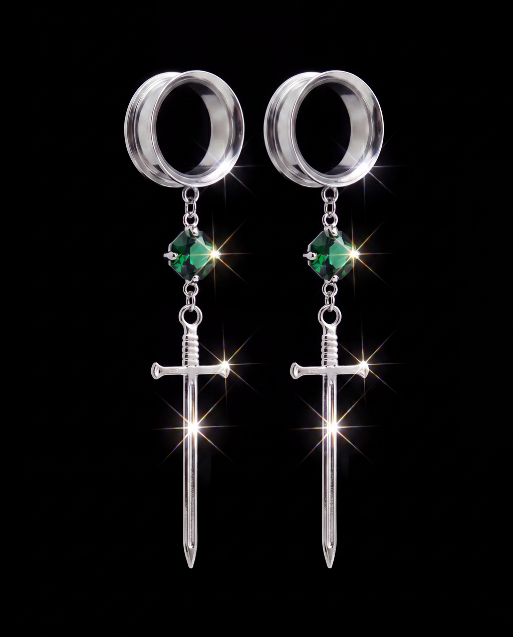 OLIVIA - Poison barbed baroque green ear stretchers 6mm to 38mm