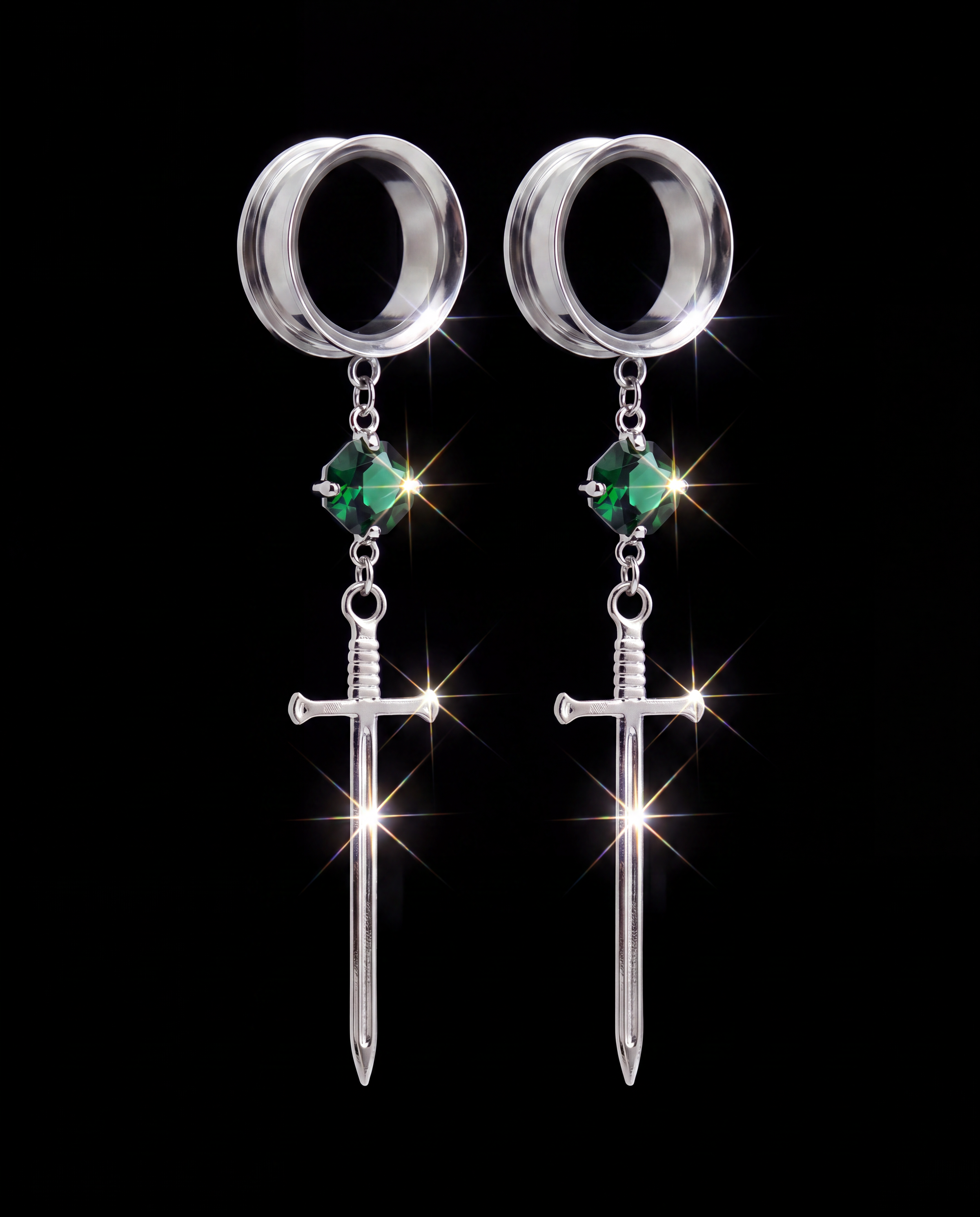 OLIVIA - Poison barbed baroque green ear stretchers 6mm to 38mm