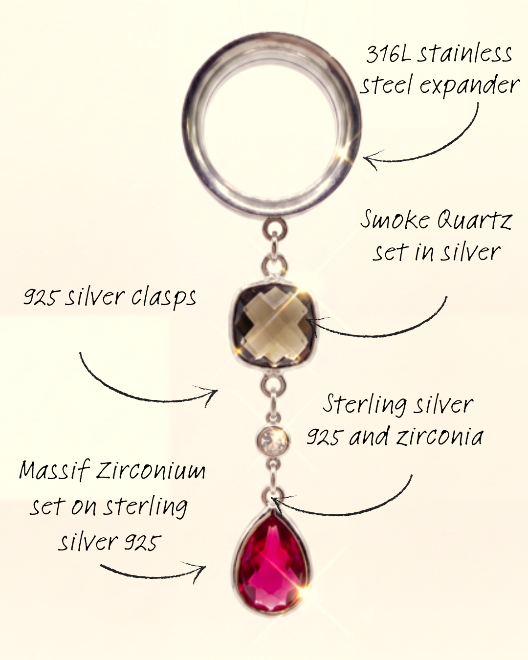 LULA – rote barocke gotische 6 mm bis 38 mm Rubin-Dehner