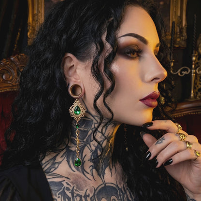 OLIVIA - écarteurs vert baroque barbelé poison 6mm à 38mm