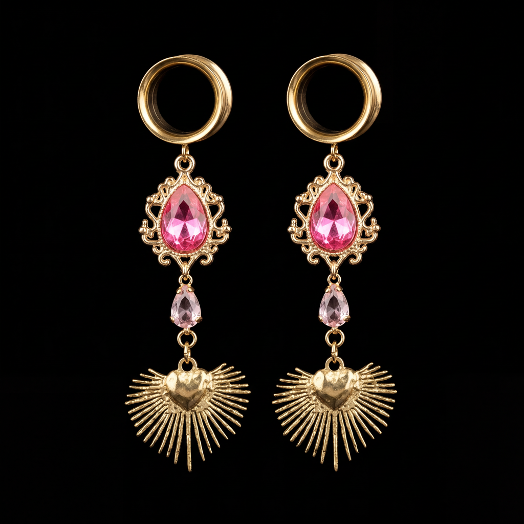 BETTY - pink feminine girly ear stretchers 6mm to 38mm