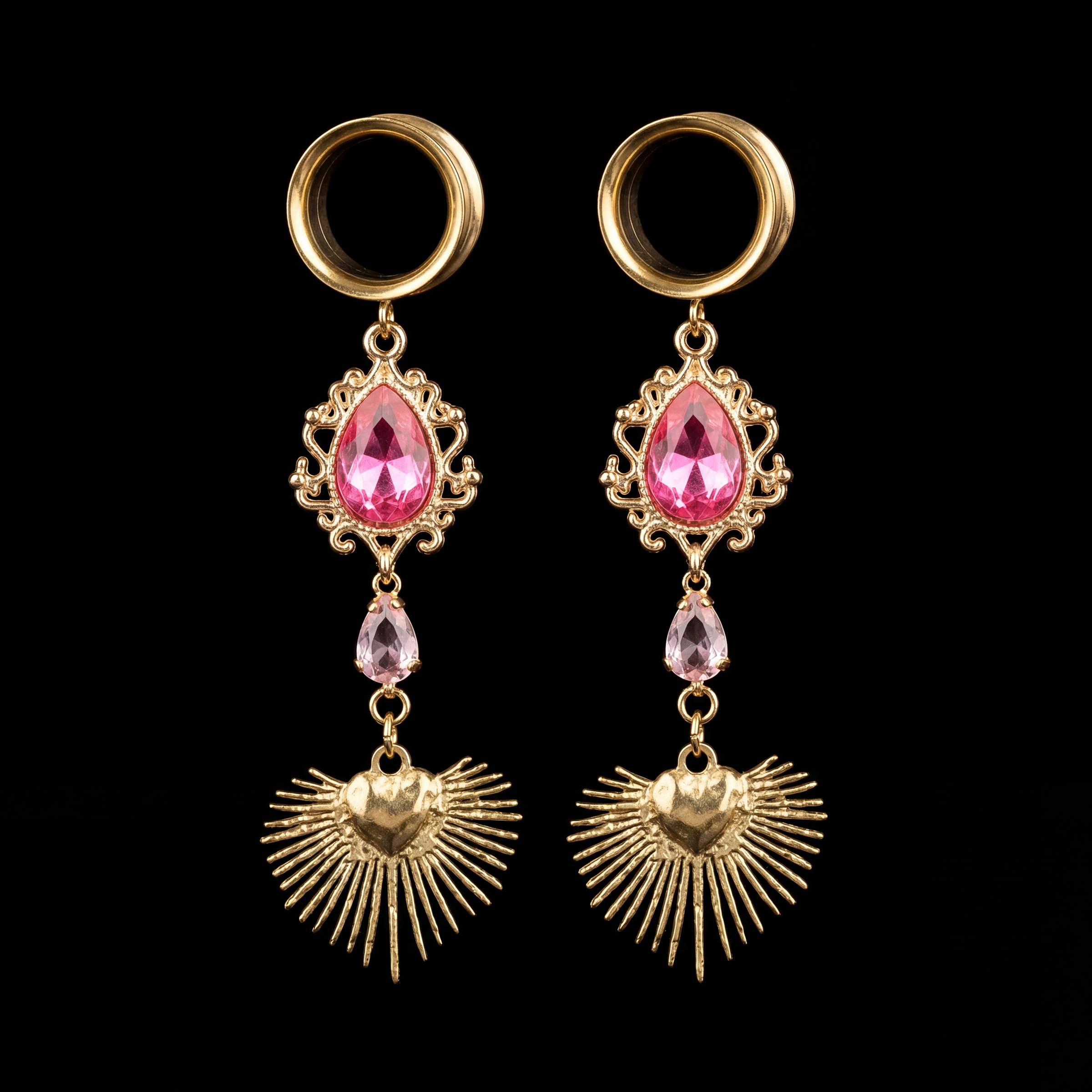 BETTY - pink feminine girly ear stretchers 6mm to 38mm