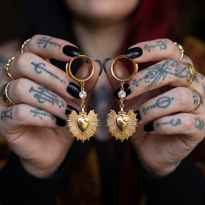 ADELAIDE - écarteurs dorés ex voto diamant 6mm à 38mm