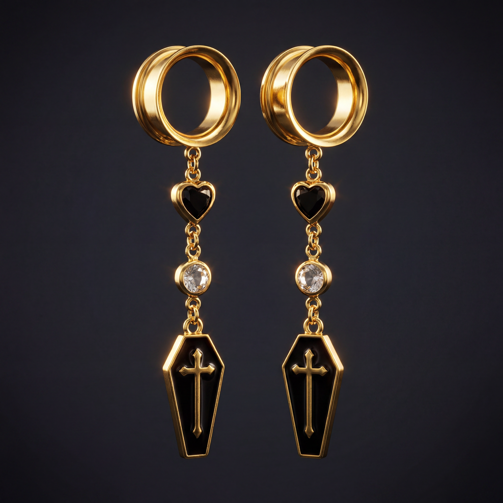 SAMARA - écarteurs cercueil noir gothique 6mm à 38mm