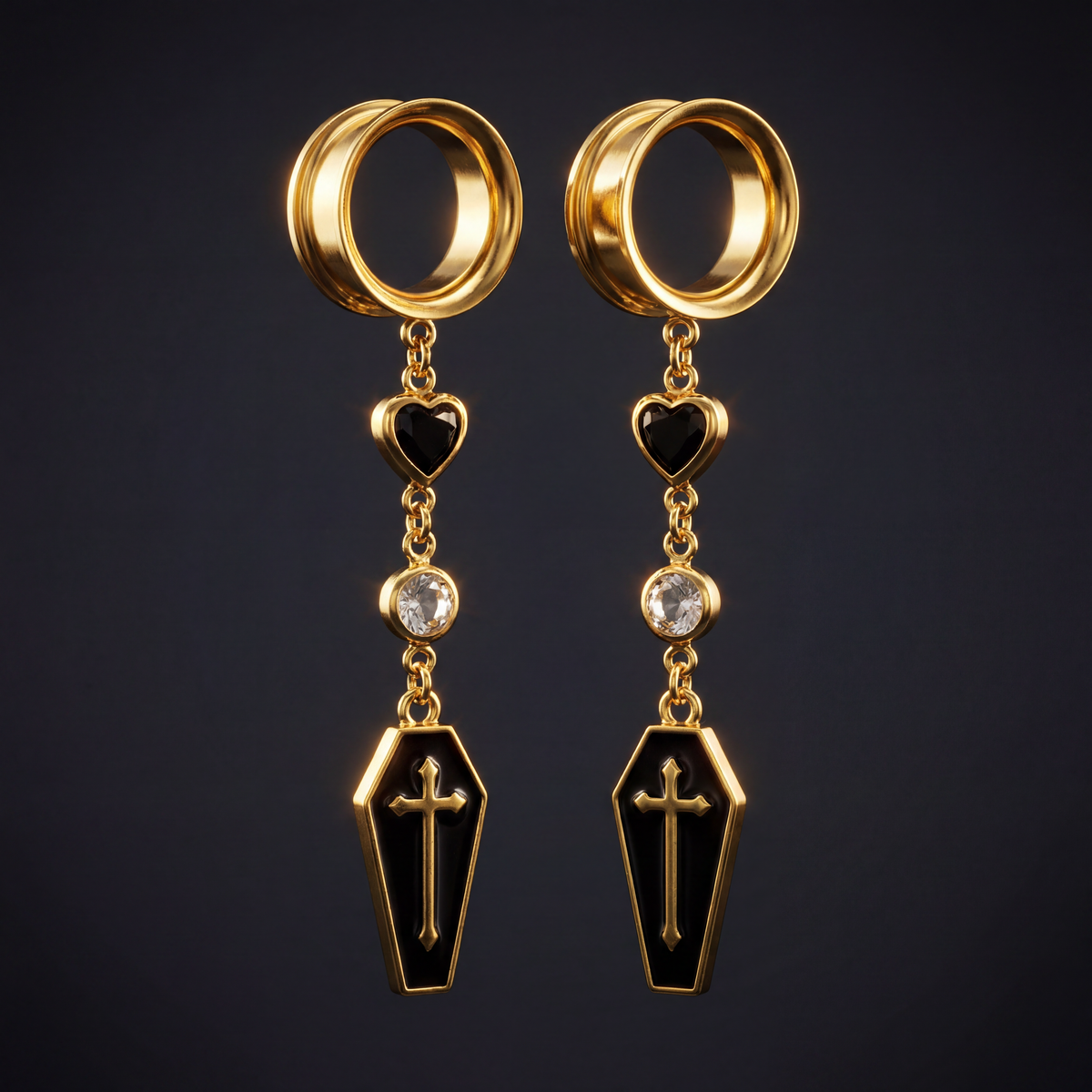 SAMARA - écarteurs cercueil noir gothique 6mm à 38mm