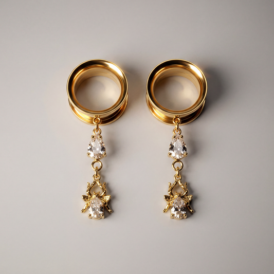 MARA - écarteurs dorés araignée diamant chic 6mm à 38mm