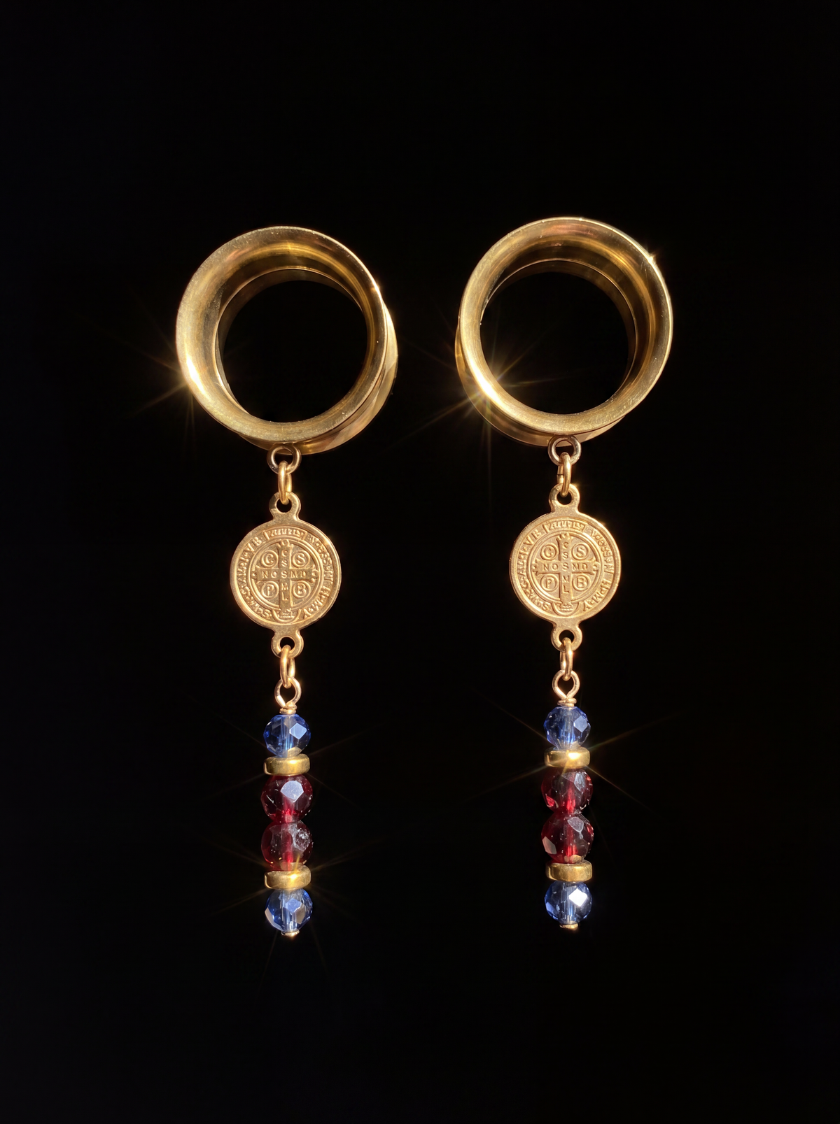 ZEPHYR - écarteurs saphir, grenats & pièce antique