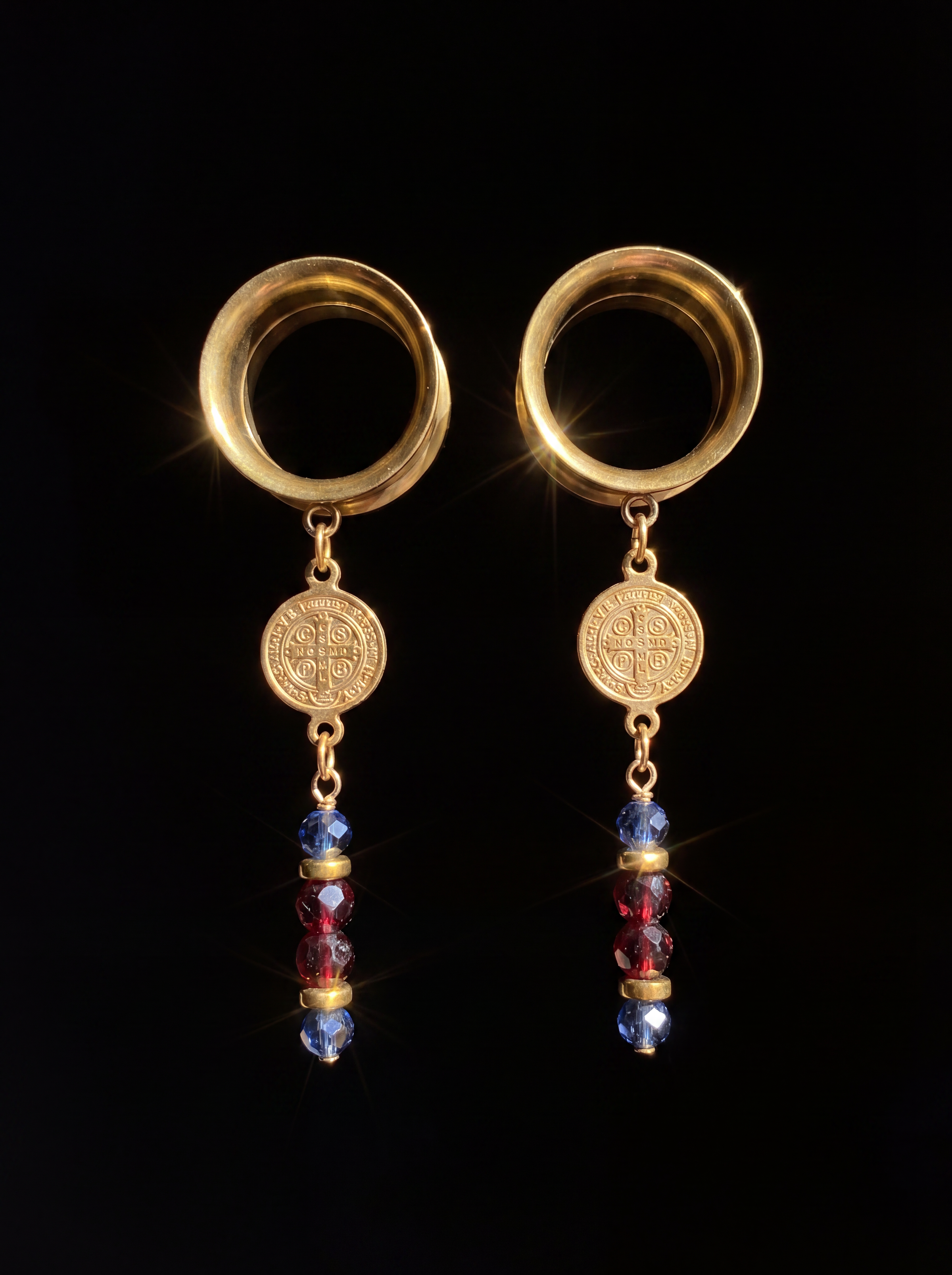 ZEPHYR - écarteurs saphir, grenats & pièce antique