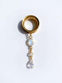 LUNA - écarteurs pierre de lune, zirconium, argent 925 doré à l'or fin 24K