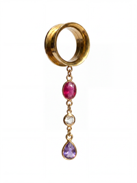 BELLE - écarteurs sillimanite rubis, améthyste, oxyde de zirconium, argent 925 doré à l'or fin 24K