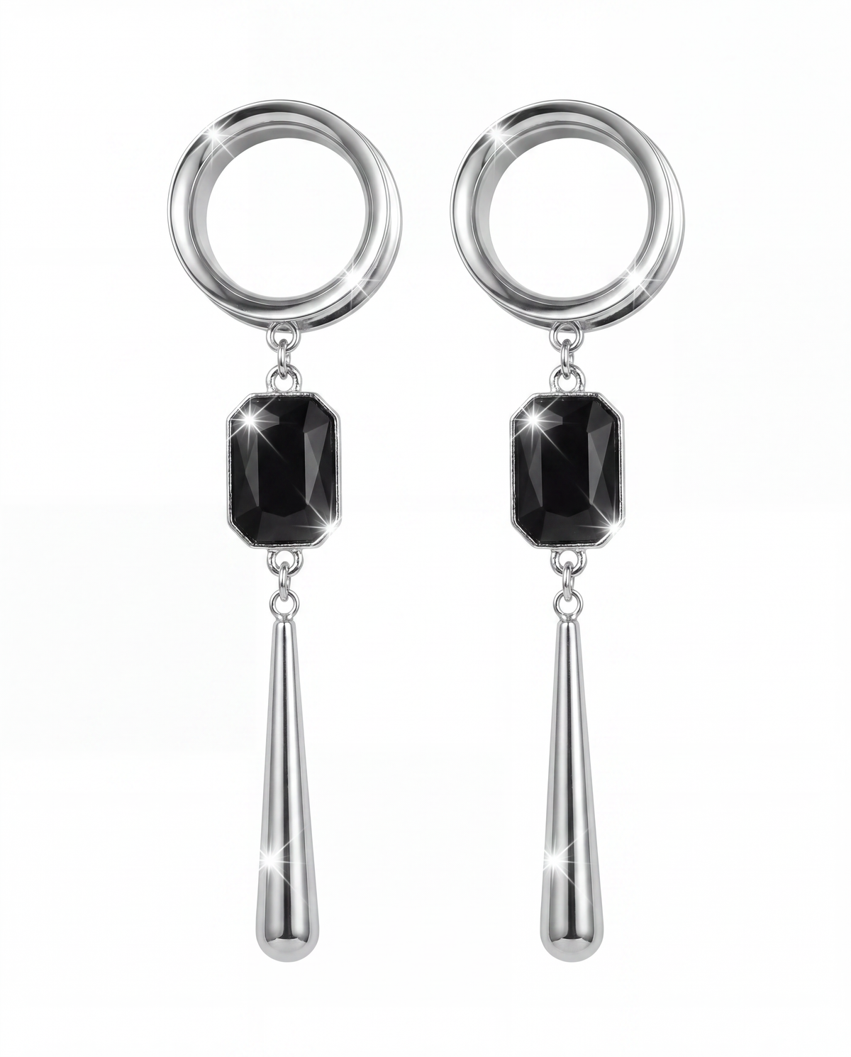 AURELIE - écarteurs argent noir du 6mm au 38mm