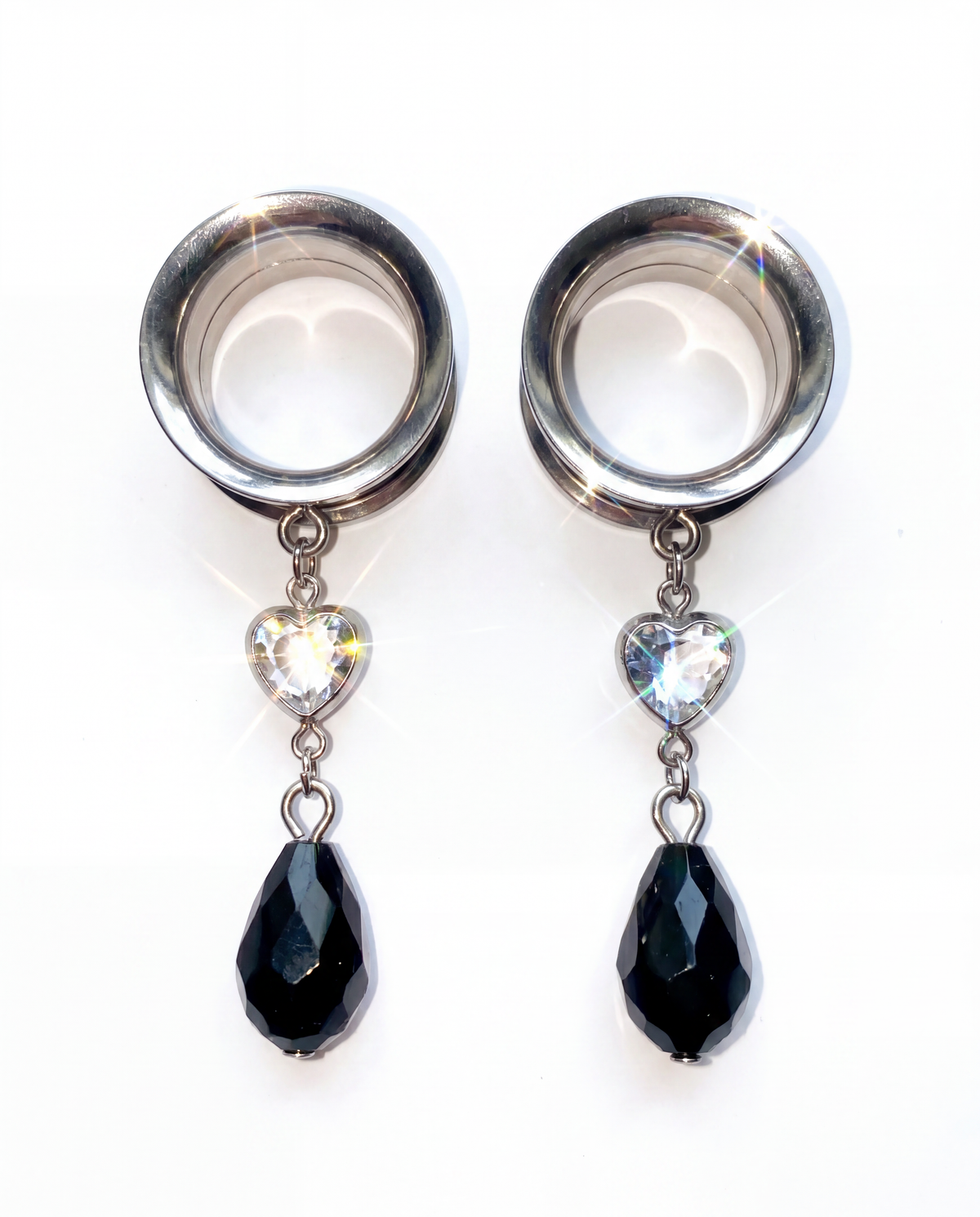 NELLY - écarteurs argent noir lumineux minimaliste du 6mm au 38mm