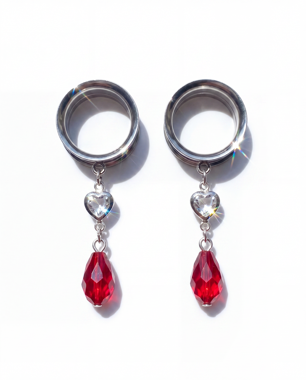 ANNE - écarteurs argent rouge lumineux minimaliste du 6mm au 38mm