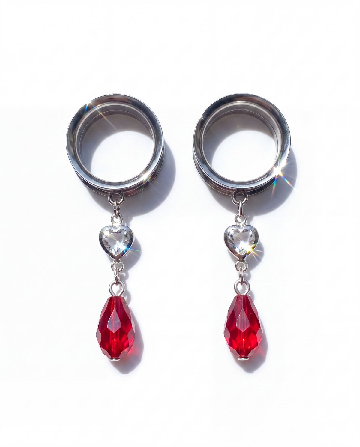 ANNE - écarteurs argent rouge lumineux minimaliste du 6mm au 38mm