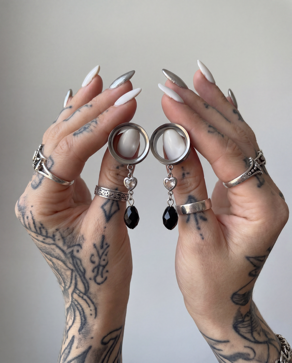 NELLY - écarteurs argent noir lumineux minimaliste du 6mm au 38mm