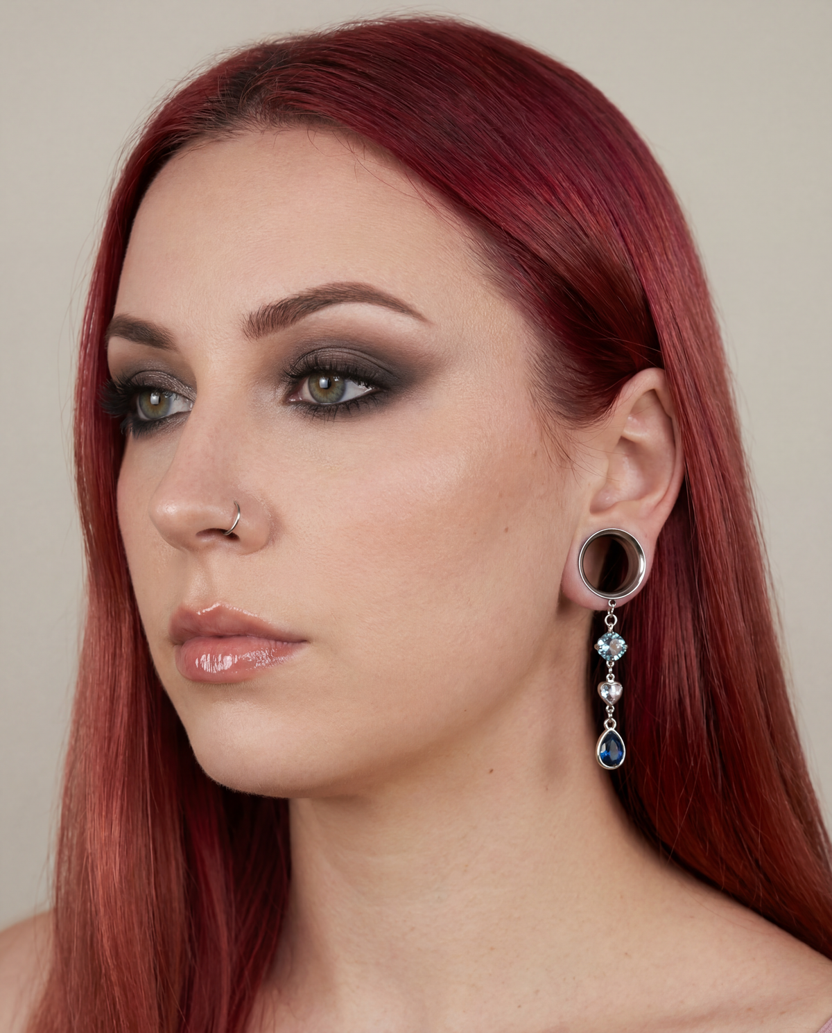 ELSA - écarteurs bleu glacial froid argent du 6mm au 38mm