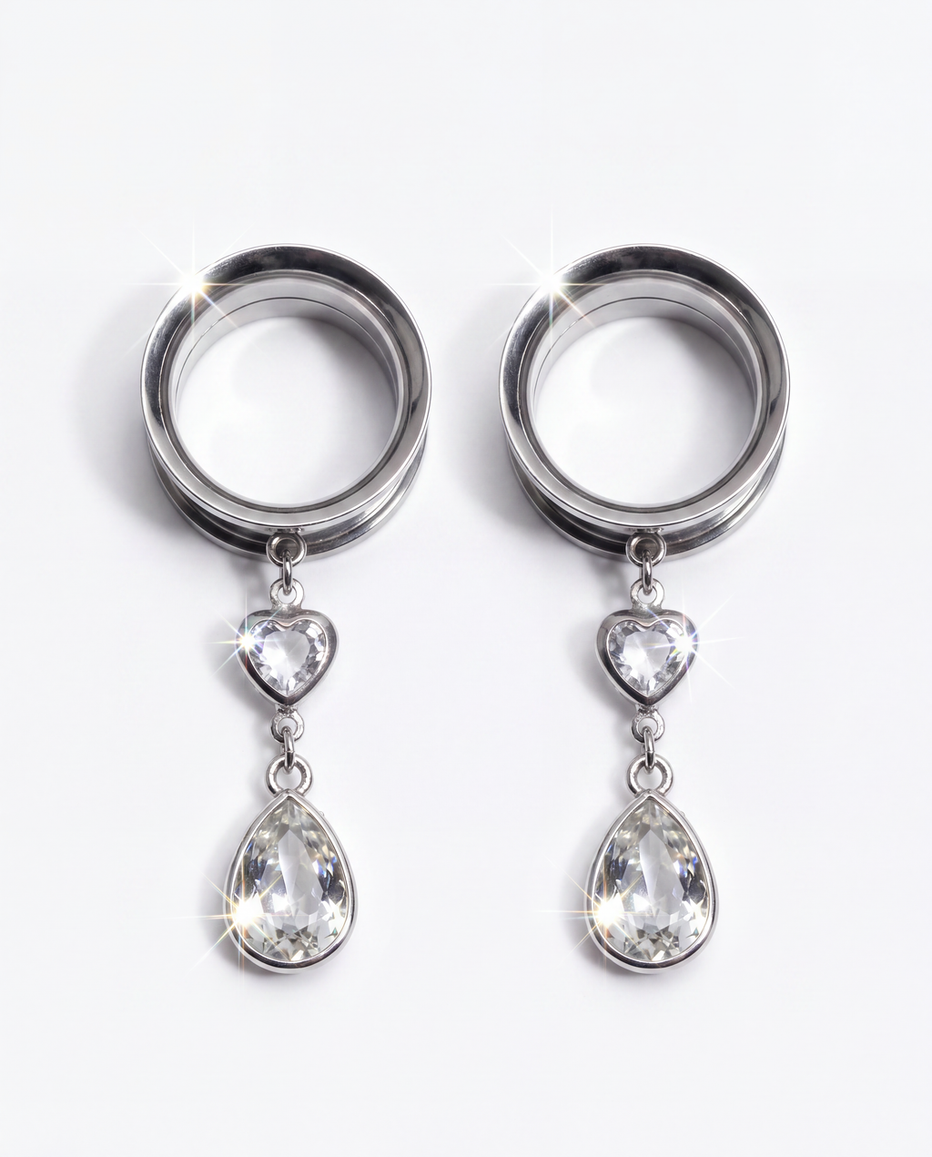 SOPHIA - écarteurs argent diamant lumineux minimaliste du 6mm au 38mm