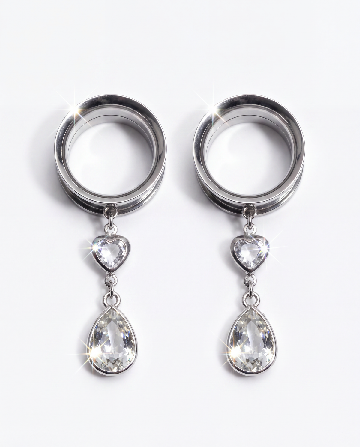 SOPHIA - écarteurs argent diamant lumineux minimaliste du 6mm au 38mm