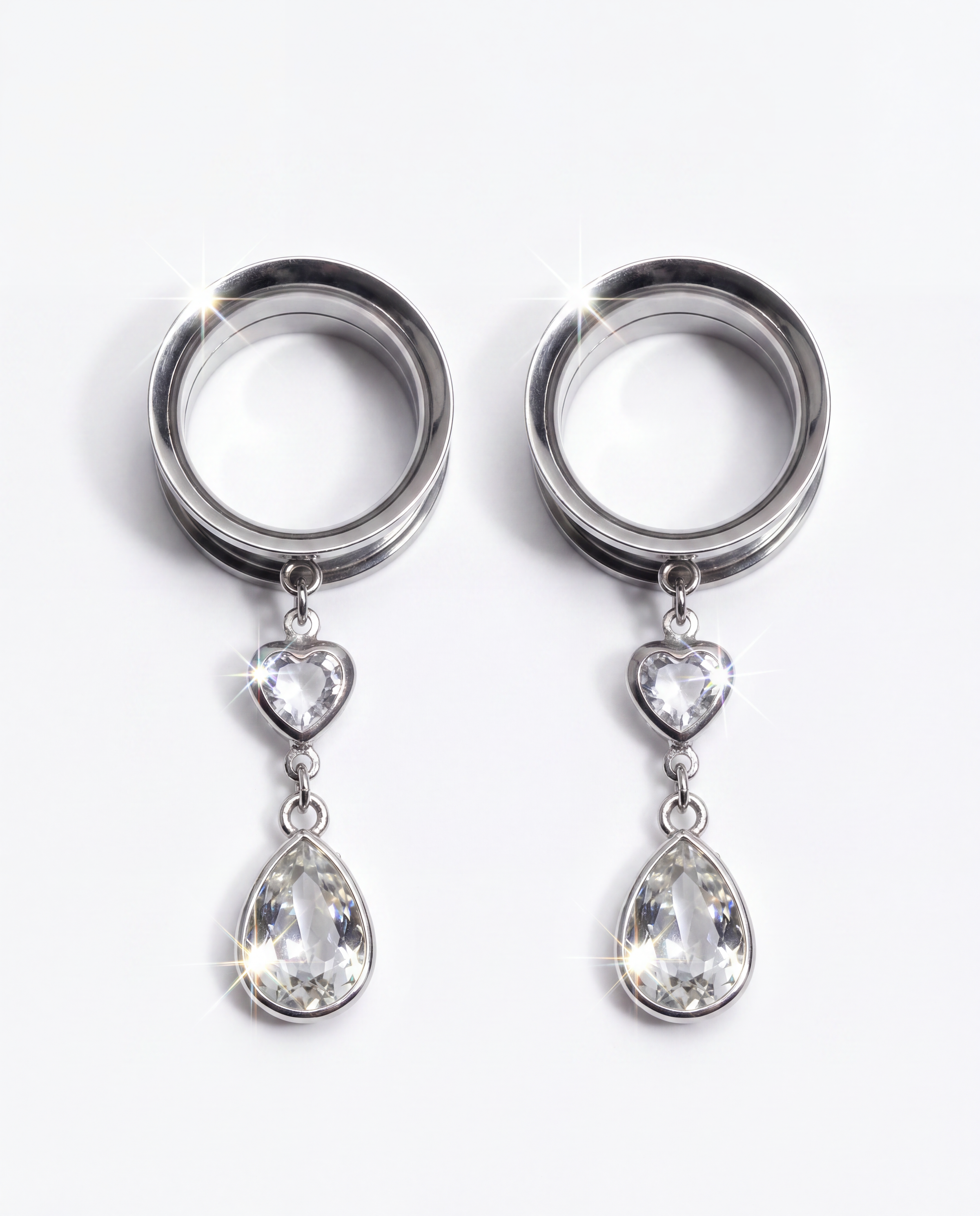 SOPHIA - écarteurs argent diamant lumineux minimaliste du 6mm au 38mm